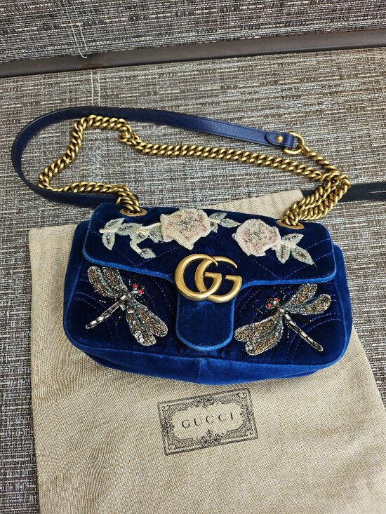 Gucci Handbags - Gucci Marmont Dragonfly Velvet